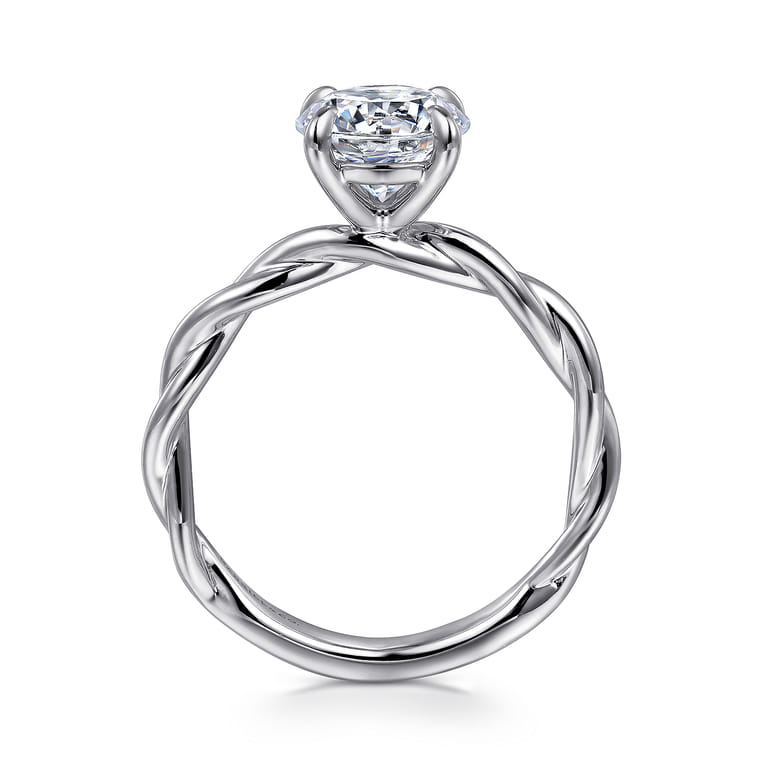 Emersin - 14K White Gold Twisted Round Diamond Engagement Ring - Shot 2