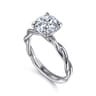 Emersin - 14K White Gold Twisted Round Diamond Engagement Ring