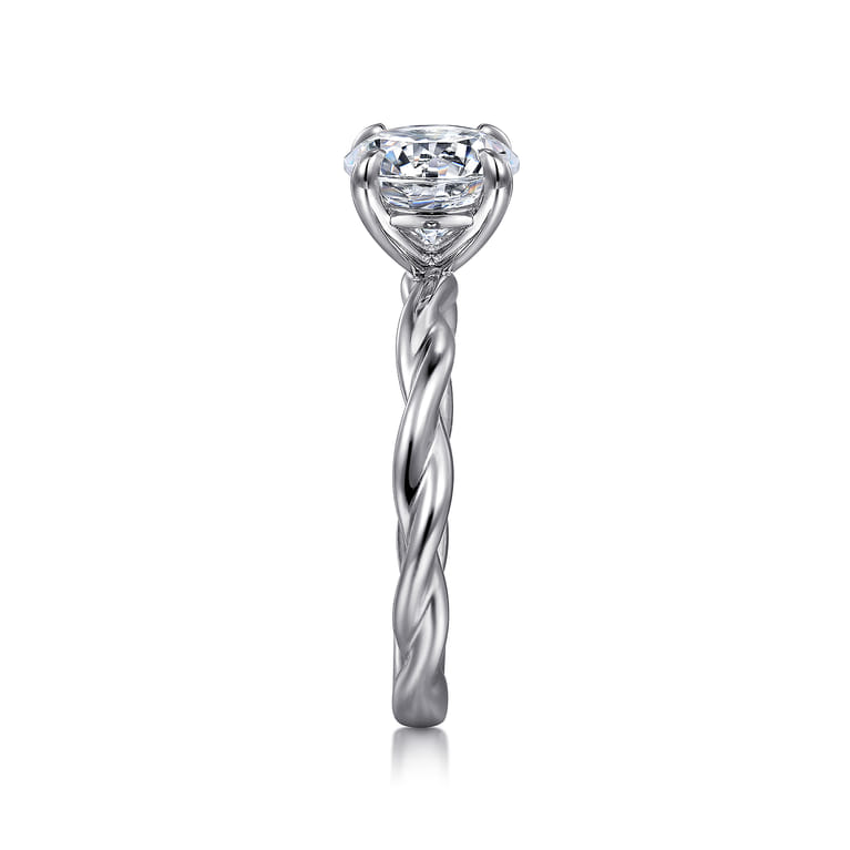 Emersin - 14K White Gold Twisted Round Diamond Engagement Ring - Shot 5