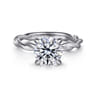 Emersin - 14K White Gold Twisted Round Diamond Engagement Ring