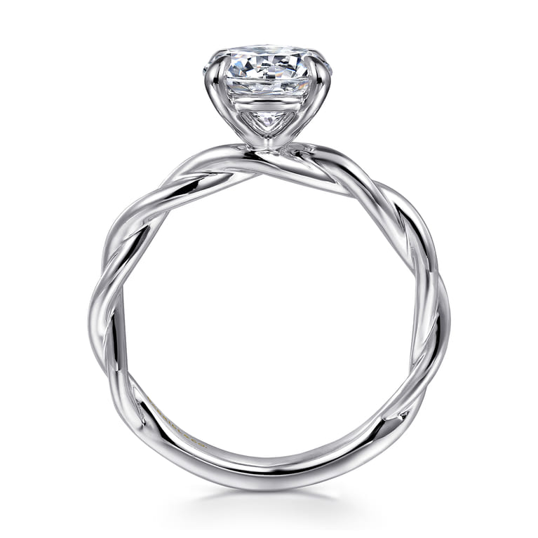 Emersin - 14K White Gold Twisted Round Diamond Engagement Ring - Shot 2