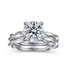 Emersin - 14K White Gold Twisted Round Diamond Engagement Ring