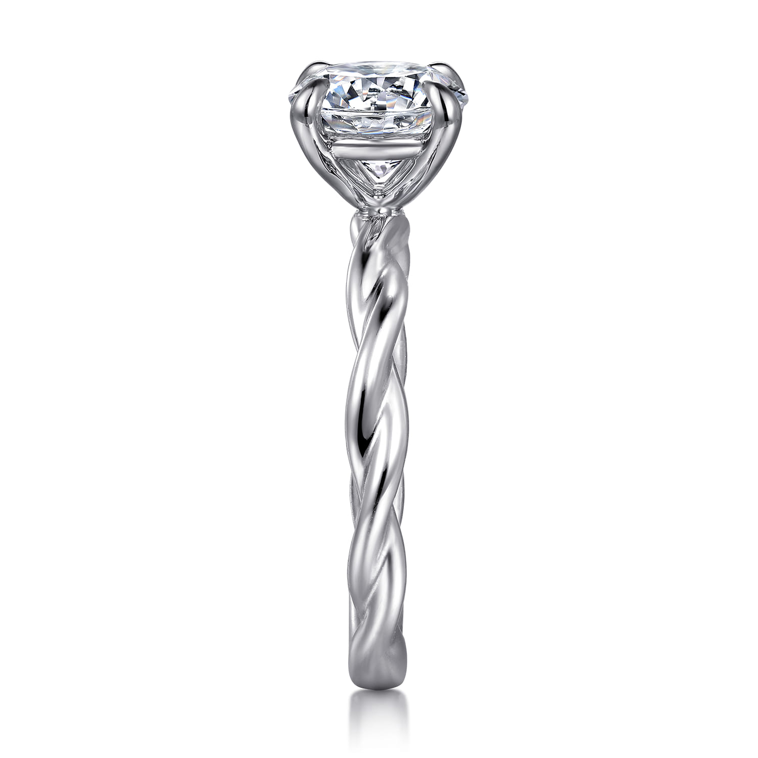Emersin - 14K White Gold Twisted Round Diamond Engagement Ring - Shot 5
