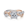 Sandrine - 14K White-Rose Gold Cushion Cut Twisted Diamond Engagement Ring - 0.35 ct
