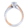 Sandrine - 14K White-Rose Gold Cushion Cut Twisted Diamond Engagement Ring - 0.35 ct
