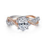Sandrine - 14K White-Rose Gold Oval Diamond Twisted Engagement Ring - 0.35 ct