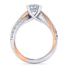 Sandrine - 14K White-Rose Gold Princess Cut Diamond Twisted Engagement Ring - 0.35 ct