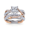 Sandrine - 14K White-Rose Gold Princess Cut Diamond Twisted Engagement Ring - 0.35 ct
