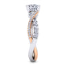 Sandrine - 14K White-Rose Gold Princess Cut Diamond Twisted Engagement Ring - 0.35 ct