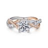 Sandrine - 14K White-Rose Gold Round Diamond Twisted Engagement Ring - 0.36 ct