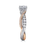Sandrine - 14K White-Rose Gold Round Diamond Twisted Engagement Ring - 0.36 ct