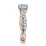 Sandrine - 14K White-Rose Gold Round Twisted Diamond Engagement Ring - 0.4 ct