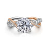 Sandrine - 14K White-Rose Gold Twisted Round Diamond Engagement Ring - 0.4 ct