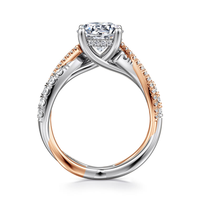 Sandrine - 14K White-Rose Gold Twisted Round Diamond Engagement Ring - 0.4 ct - Shot 2