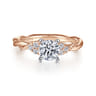 Catalina - 14K White-Rose Gold Round Diamond Twisted Engagement Ring - 0.12 ct