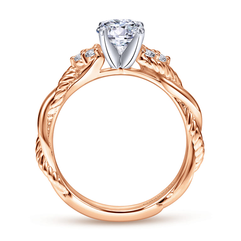 Catalina - 14K White-Rose Gold Round Diamond Twisted Engagement Ring - 0.12 ct - Shot 2