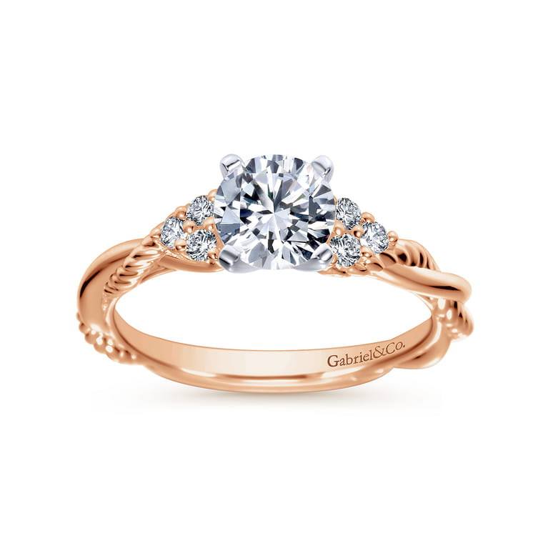 Catalina - 14K White-Rose Gold Round Diamond Twisted Engagement Ring - 0.12 ct - Shot 5