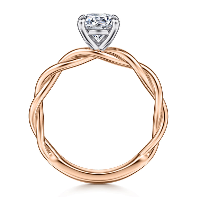 Emersin - 14K White-Rose Gold Twisted Round Diamond Engagement Ring - Shot 2