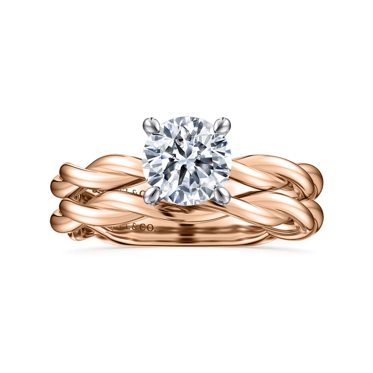Emersin - 14K White-Rose Gold Twisted Round Diamond Engagement Ring - Shot 4