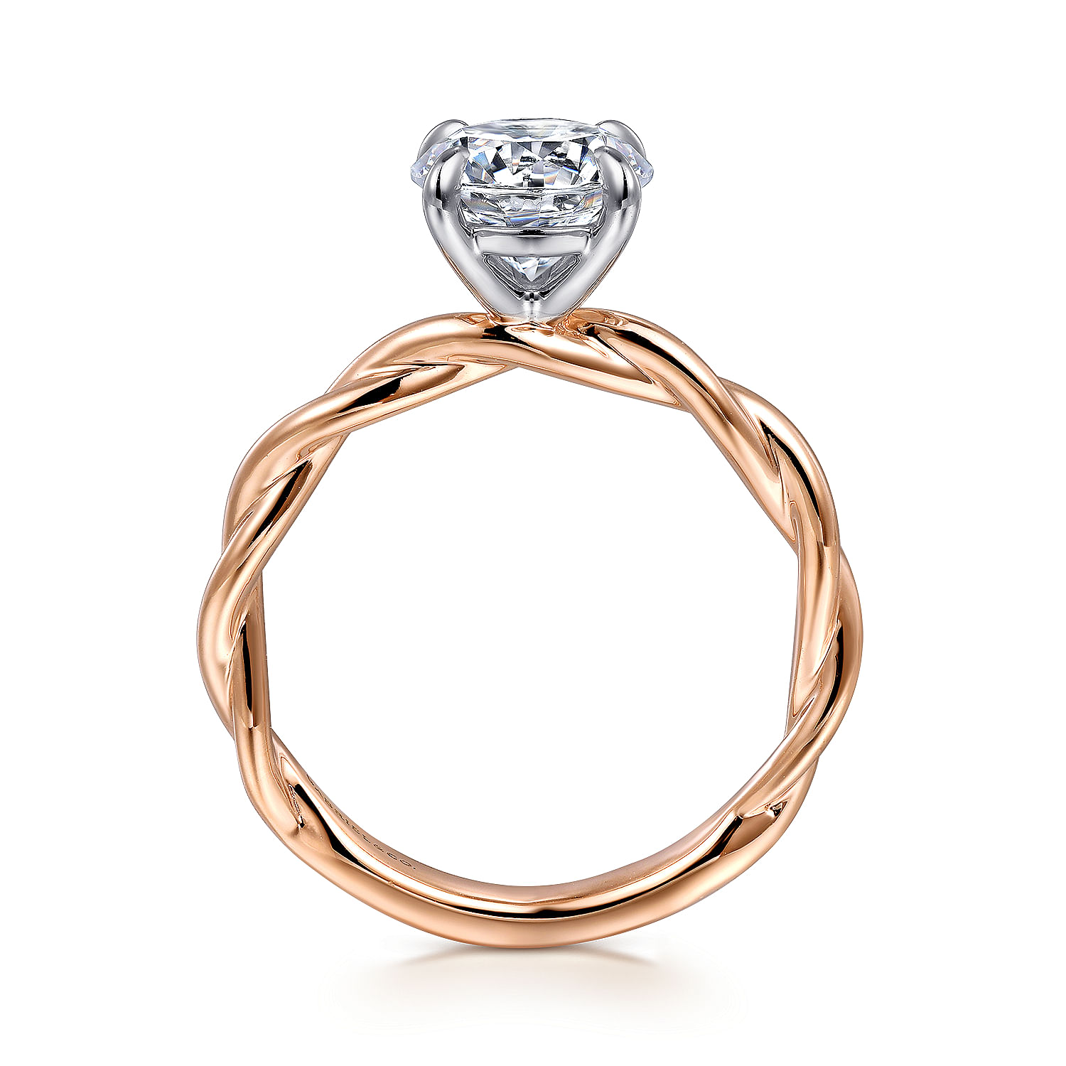 Emersin - 14K White-Rose Gold Twisted Round Diamond Engagement Ring - Shot 2