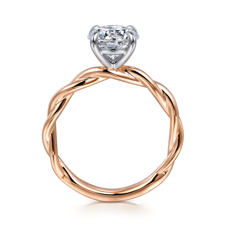 Emersin - 14K White-Rose Gold Twisted Round Diamond Engagement Ring - Shot 2