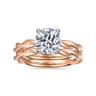 Emersin - 14K White-Rose Gold Twisted Round Diamond Engagement Ring