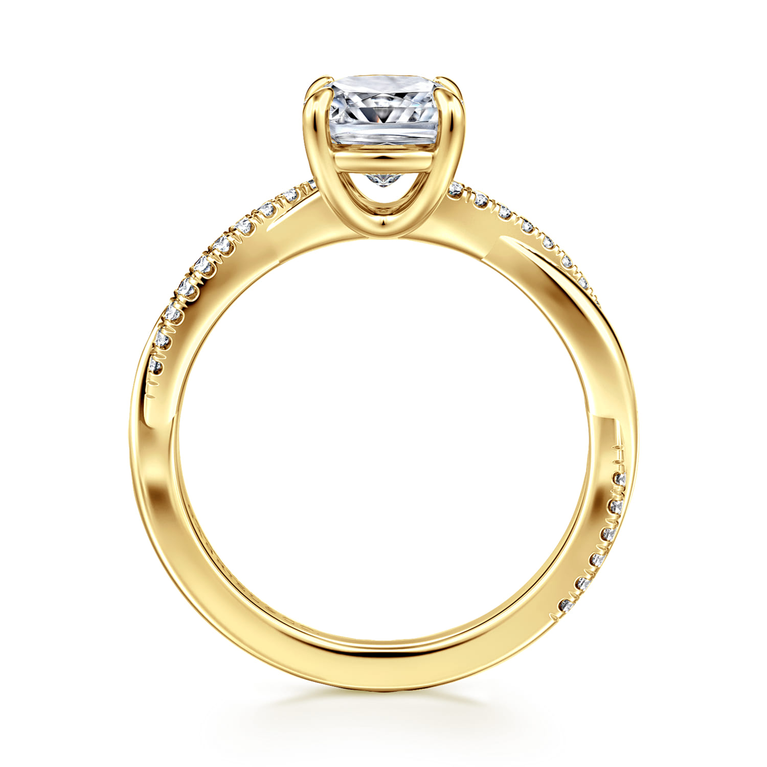 Campana - 14K Yellow Gold Cushion Cut Twisted Diamond Engagement Ring - 0.16 ct - Shot 2