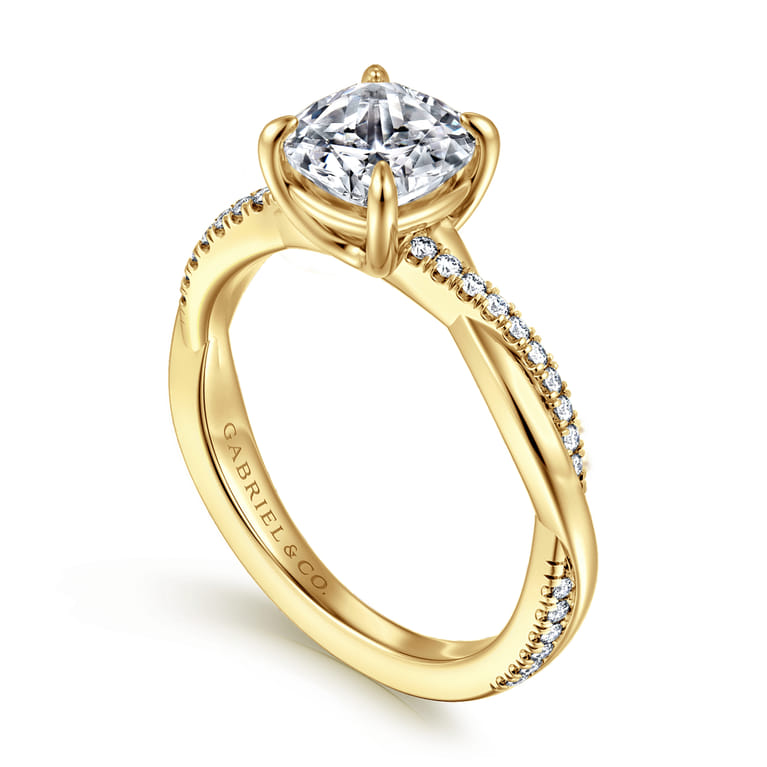 Campana - 14K Yellow Gold Cushion Cut Twisted Diamond Engagement Ring - 0.16 ct - Shot 3