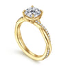 Campana - 14K Yellow Gold Cushion Cut Twisted Diamond Engagement Ring - 0.16 ct