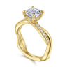 Panelope - 14K Yellow Gold Twisted Cushion Cut Diamond Engagement Ring - 0.22 ct