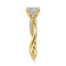 Panelope - 14K Yellow Gold Twisted Cushion Cut Diamond Engagement Ring - 0.22 ct