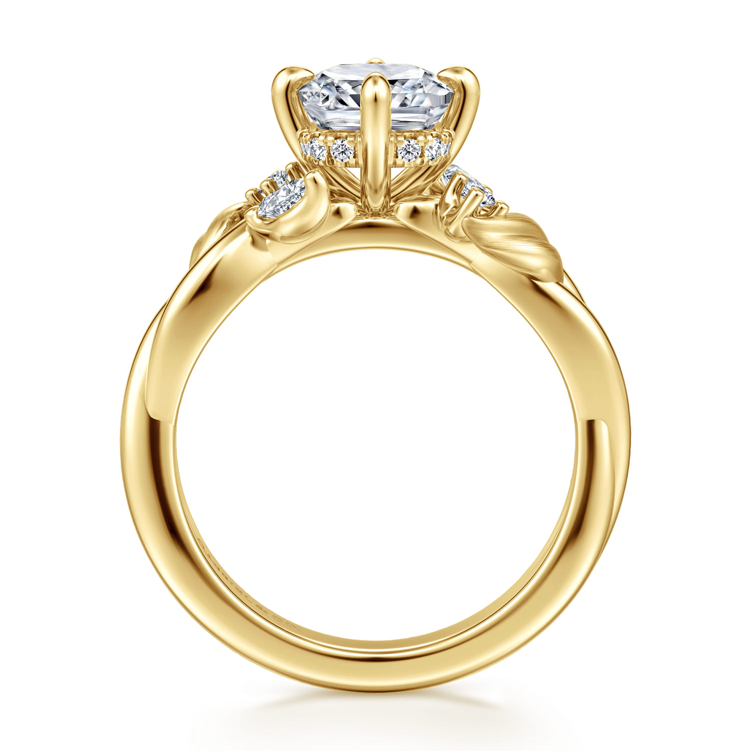 Darling - 14K Yellow Gold Compass Prong Twisted Cushion Cut Diamond Engagement Ring - 0.17 ct - Shot 2