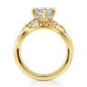 Darling - 14K Yellow Gold Compass Prong Twisted Cushion Cut Diamond Engagement Ring - 0.17 ct