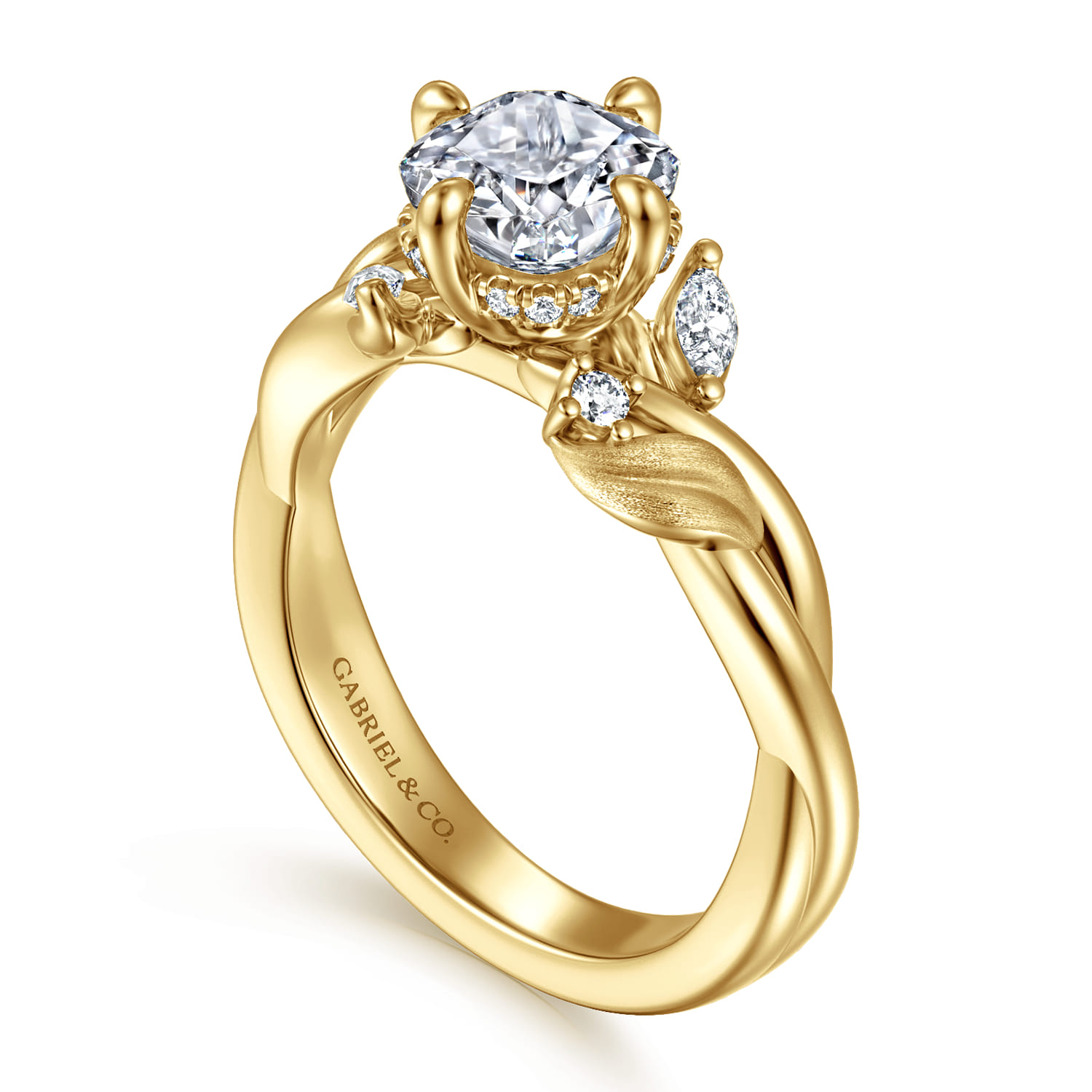 Darling - 14K Yellow Gold Compass Prong Twisted Cushion Cut Diamond Engagement Ring - 0.17 ct - Shot 3