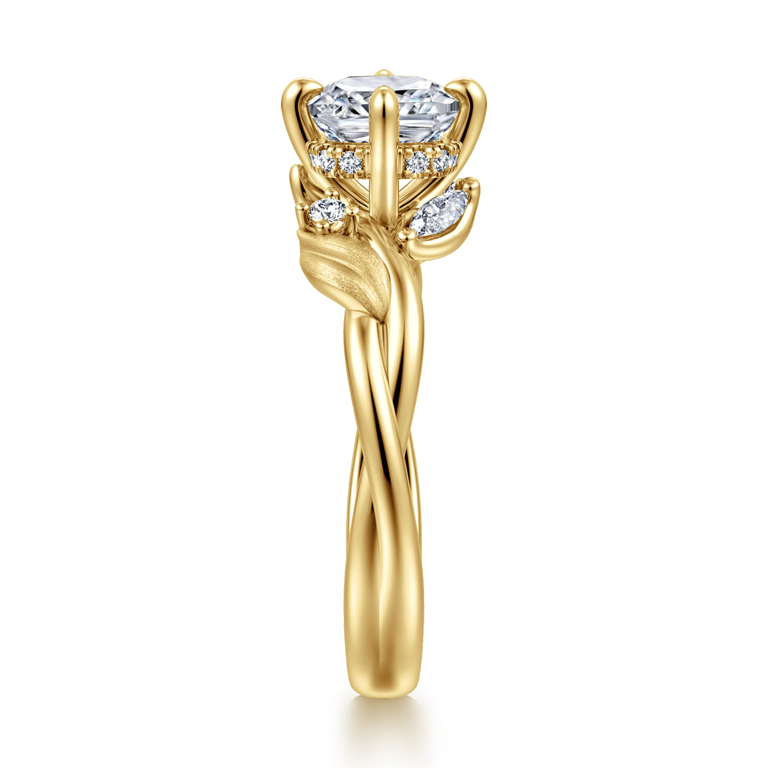 Darling - 14K Yellow Gold Compass Prong Twisted Cushion Cut Diamond Engagement Ring - 0.17 ct - Shot 4
