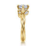 Darling - 14K Yellow Gold Compass Prong Twisted Cushion Cut Diamond Engagement Ring - 0.17 ct
