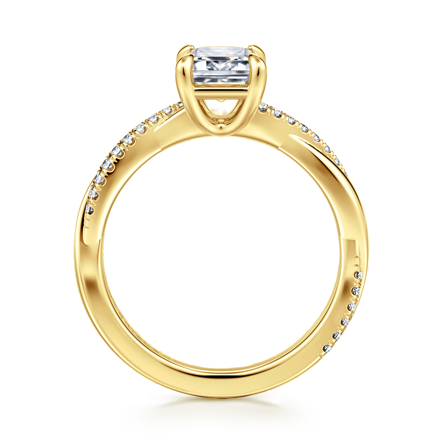 Campana - 14K Yellow Gold Emerald Cut Twisted Diamond Engagement Ring - 0.16 ct - Shot 2
