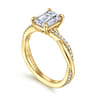 Campana - 14K Yellow Gold Emerald Cut Twisted Diamond Engagement Ring - 0.16 ct