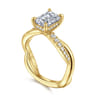 Panelope - 14K Yellow Gold Twisted Emerald Cut Diamond Engagement Ring - 0.23 ct