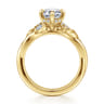 Darling - 14K Yellow Gold Compass Prong Twisted Emerald Cut Diamond Engagement Ring - 0.19 ct