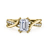Aleesa - 14K Yellow Gold Twisted Emerald Cut Diamond Engagement Ring - 0.15 ct