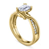 Aleesa - 14K Yellow Gold Twisted Emerald Cut Diamond Engagement Ring - 0.15 ct