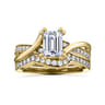 Aleesa - 14K Yellow Gold Twisted Emerald Cut Diamond Engagement Ring - 0.15 ct