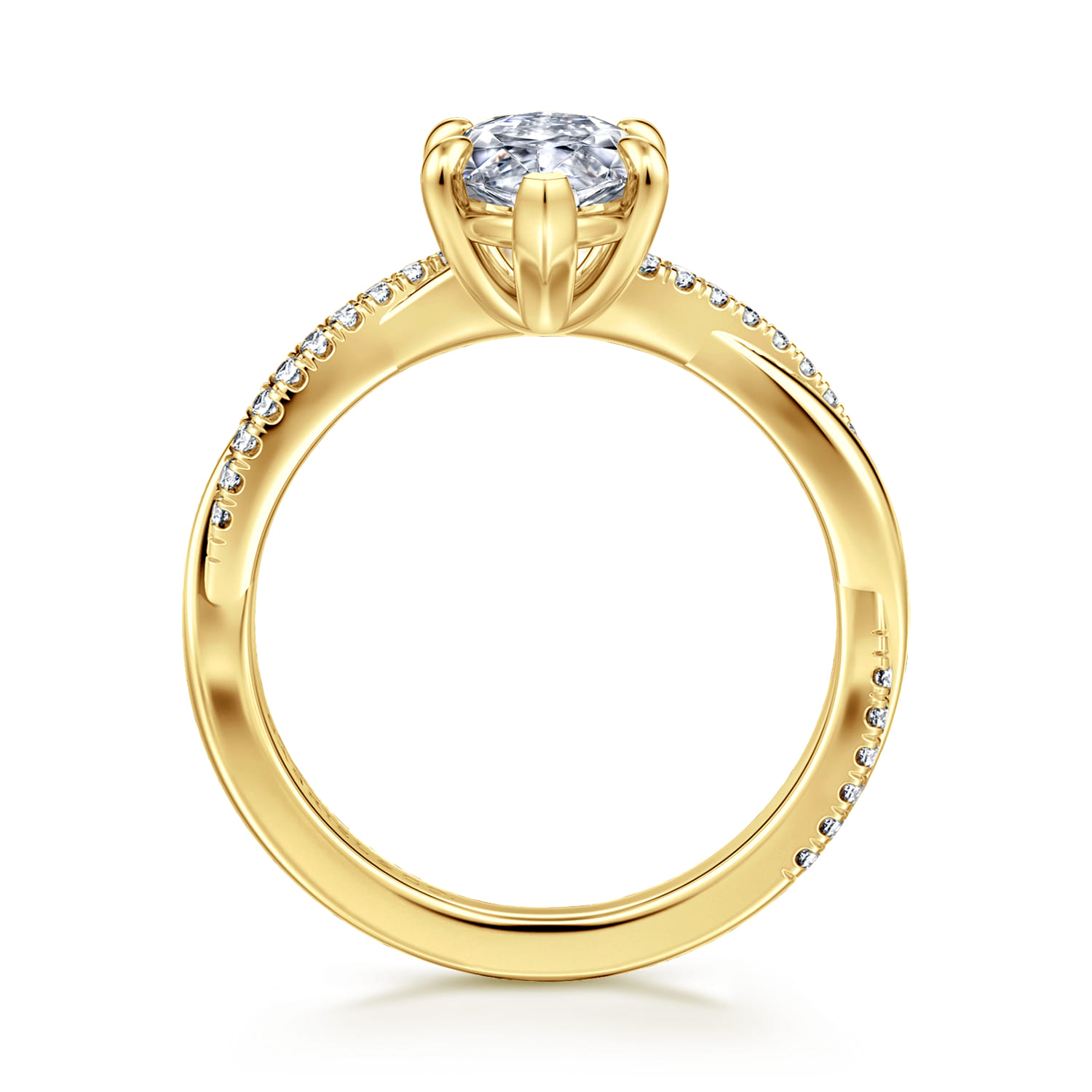 Campana - 14K Yellow Gold Marquise Shape Twisted Diamond Engagement Ring - 0.16 ct - Shot 2