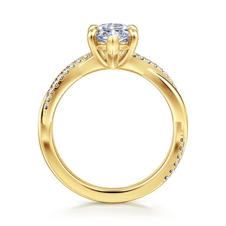 Campana - 14K Yellow Gold Marquise Shape Twisted Diamond Engagement Ring - 0.16 ct - Shot 2