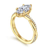 Campana - 14K Yellow Gold Marquise Shape Twisted Diamond Engagement Ring - 0.16 ct