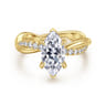 Panelope - 14K Yellow Gold Twisted Marquise Shape Diamond Engagement Ring - 0.22 ct