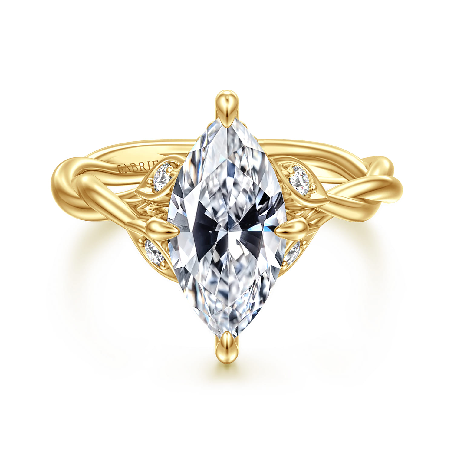 Daija - 14K Yellow Gold Twisted Marquise Diamond Engagement Ring - 0.09 ct - Shot 1