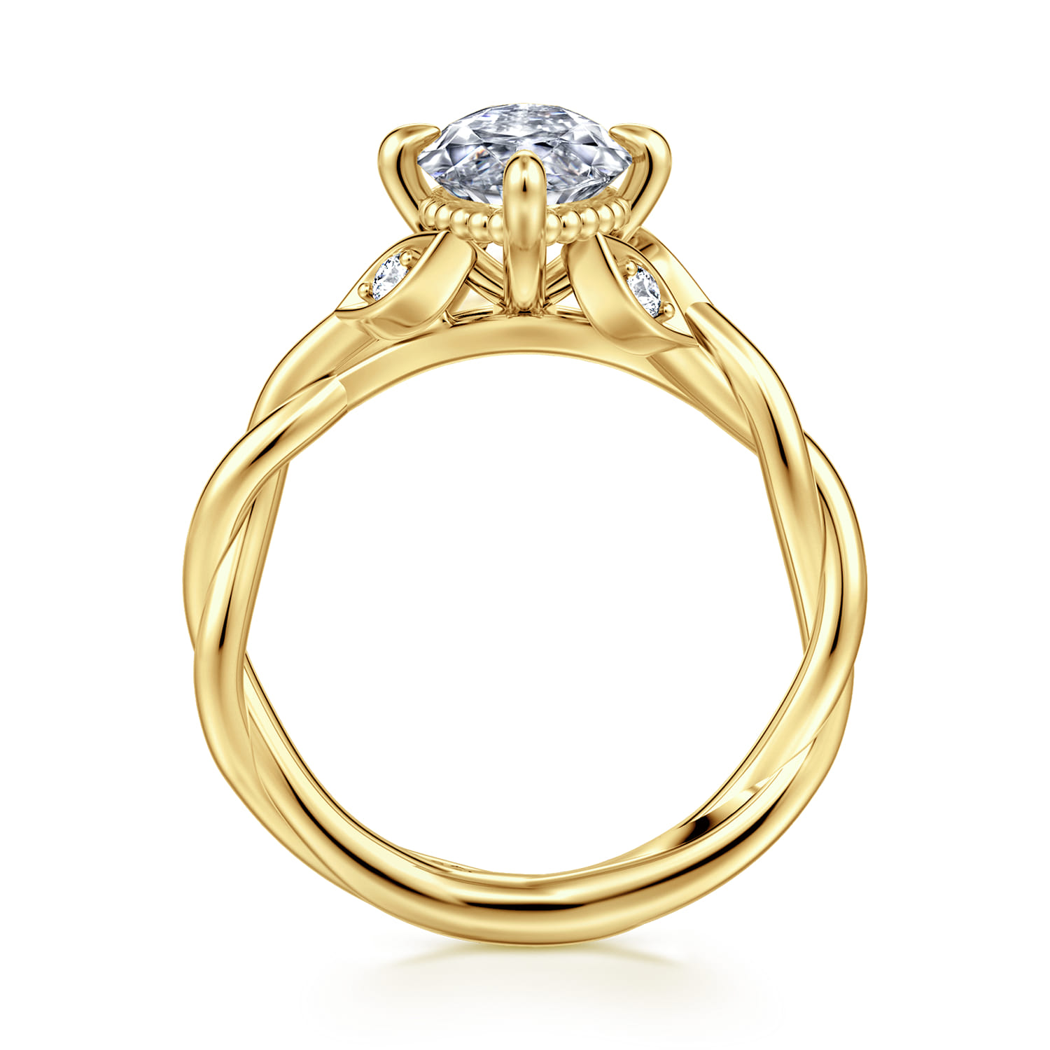 Daija - 14K Yellow Gold Twisted Marquise Diamond Engagement Ring - 0.09 ct - Shot 2
