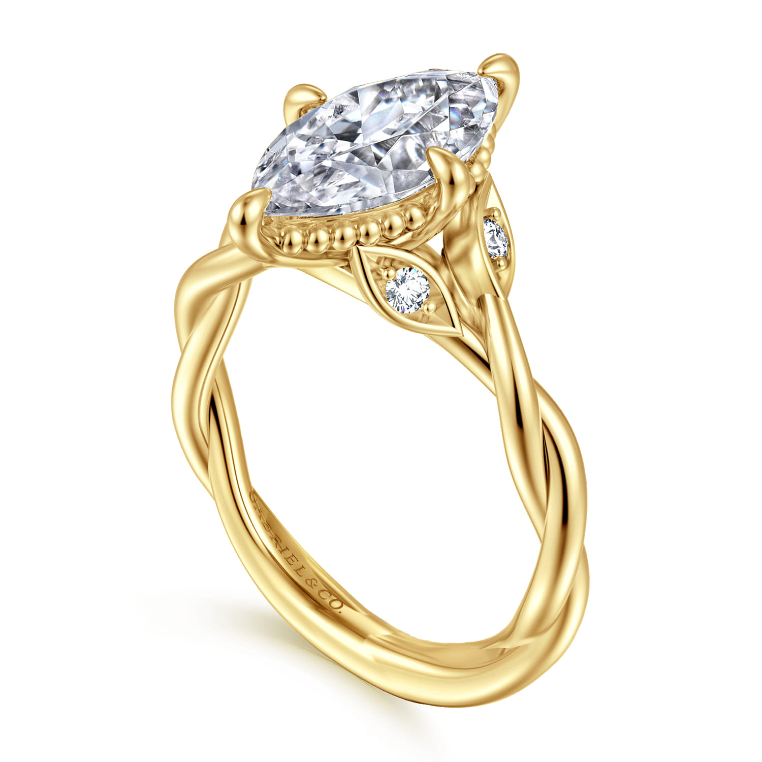 Daija - 14K Yellow Gold Twisted Marquise Diamond Engagement Ring - 0.09 ct - Shot 3